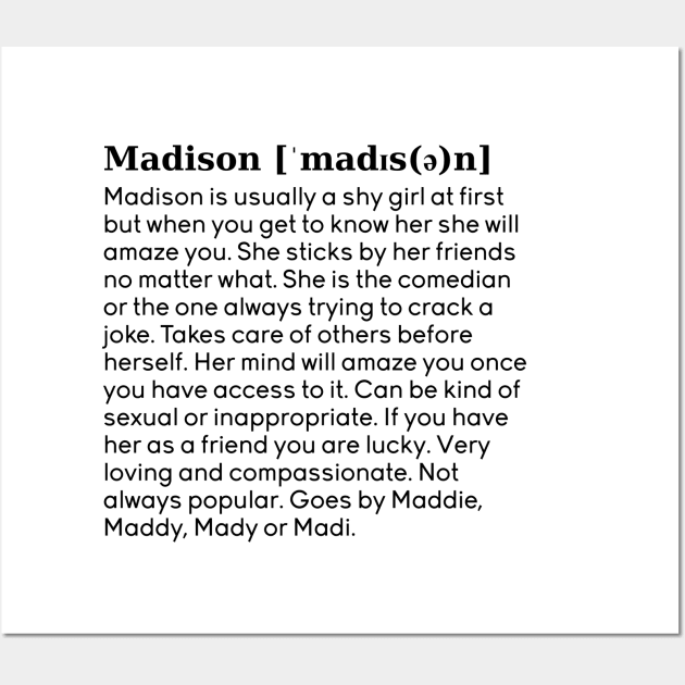 madison name definition (white) Wall Art by acatalepsys 